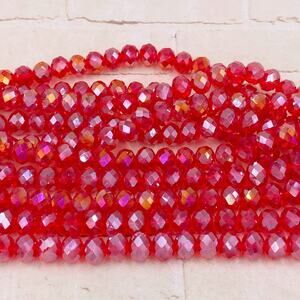 Red AB Crystal Rondelles Faceted Glass Spacers Jewelry Making Supplies Craft